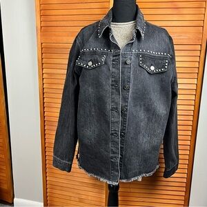 Fashion Nova Studded Black Denim Jacket